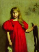 Portrait of a girl in a red dress